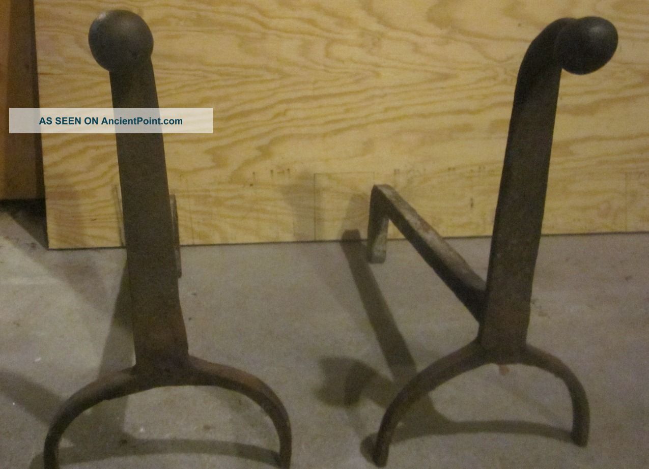 Antique Period 18th Century Andirons Metalware photo