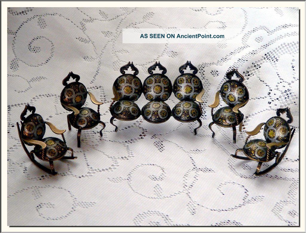 Antique Damascene Eibar Spain Miniature Living Room Visit My Store Metalware photo