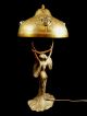 Signed Auguste Moreau Art Nouveau Lamp - Rare Copper Jewel Shade - 1905 Lamps photo 5