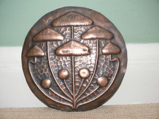 19thc Arts & Crafts Copper Charger With Stylised Toadstool Design photo