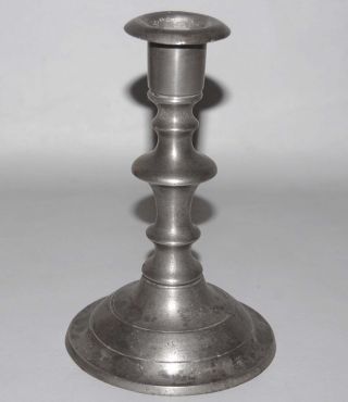 19th C Antique American Pewter Candlestick Signed Porter Westbrook photo