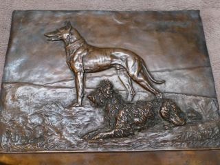 Briard Beauceron Berger Picard Dog Metal Plaque W Bronze Plating Signed P.  Dreux photo