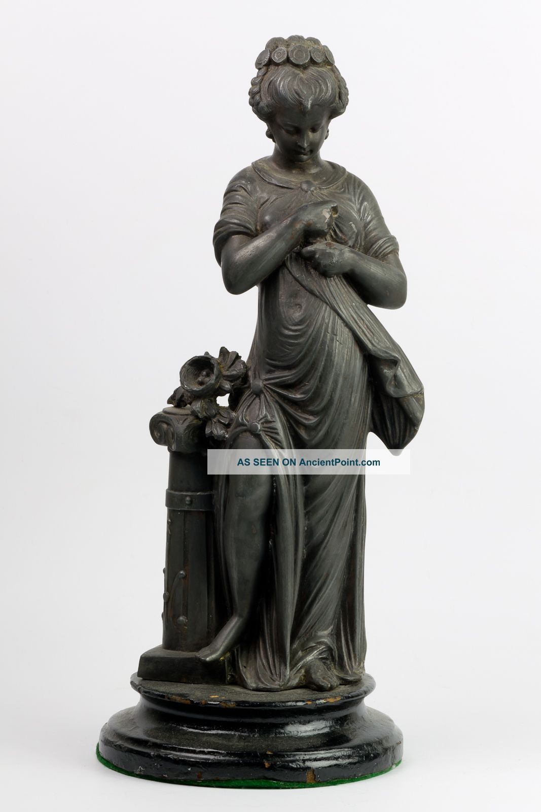 Antique Victorian Metal Figural Lady Statue – Angelina Jolie Pose - Leg Exposed Metalware photo