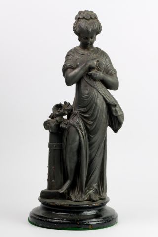 Antique Victorian Metal Figural Lady Statue – Angelina Jolie Pose - Leg Exposed photo