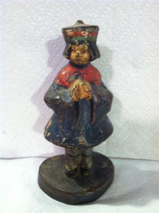 Antique Hubley Cast Iron Doorstop Art Deco Oriental Girl W/ Great Paint photo