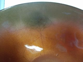Statham Enamel On Copper Bowl - Signed - Orange/green Incised Pattern - photo
