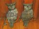 Vintage Wall Hanging Pair Of Tin Owls Wall Art Black Copper Tinge Metalware photo 1