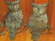 Vintage Wall Hanging Pair Of Tin Owls Wall Art Black Copper Tinge Metalware photo 2