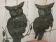 Vintage Wall Hanging Pair Of Tin Owls Wall Art Black Copper Tinge Metalware photo 3
