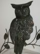 Vintage Wall Hanging Pair Of Tin Owls Wall Art Black Copper Tinge Metalware photo 4