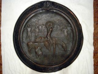 Antique Bronze Scenes Of Don Quixote Wall Plate / Sign photo