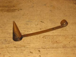 Very Rare 18th C Decorated Copper Long Handle Candle Extinguisher Or Snuffer photo