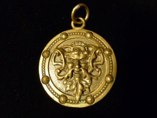 19th Century Solid Bronze Northwind Pendant With Fantastic Face photo