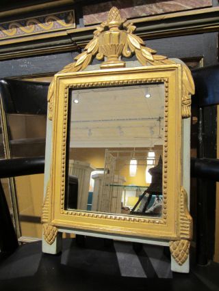Vintage Borghese Mirror Blue Painted & Gilded 18th Century French Louis Xv Style photo
