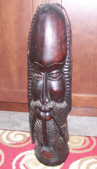 Hand Carved Wood Head - Made In Jamaica 1983 - Large photo