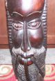 Hand Carved Wood Head - Made In Jamaica 1983 - Large Carved Figures photo 3