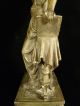 Signed 19th C.  German Spelter Robed Maiden Statue - Gorgeous Patina & Claw Feet Metalware photo 10