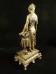 Signed 19th C.  German Spelter Robed Maiden Statue - Gorgeous Patina & Claw Feet Metalware photo 2