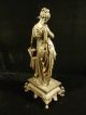 Signed 19th C.  German Spelter Robed Maiden Statue - Gorgeous Patina & Claw Feet Metalware photo 3
