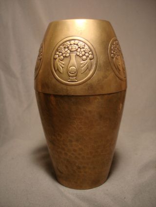 Wmf Art Deco Brass Vase Wurttemberg German photo