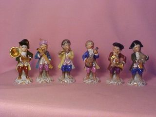 Vintage 6 Piece Set Dresden/sitzendorf Germany Monkey Band Blue Underglaze Mark photo