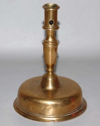 17th C Antique English Capstan Brass Candlestick photo
