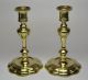 Wonderful Pair Of 18th Century Brass Candlesticks,  Petal Based / Lob Based Metalware photo 1