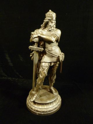 19th Century Spelter Warrior King Statue With Wonderful Patina photo