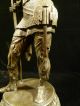 19th Century Spelter Warrior King Statue With Wonderful Patina Metalware photo 7