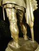 19th Century Spelter Warrior King Statue With Wonderful Patina Metalware photo 8