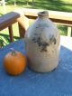 Somerset Potters Works 2 Gallon Vase & Flowers Blue Decorated,  Blue Name Mint Jugs photo 1