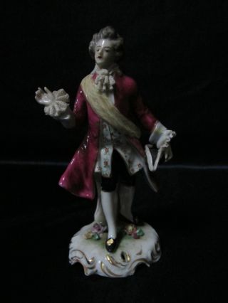 Antique German Volkstedt Lace Figurin Of A Romantique Victorian Gentleman photo