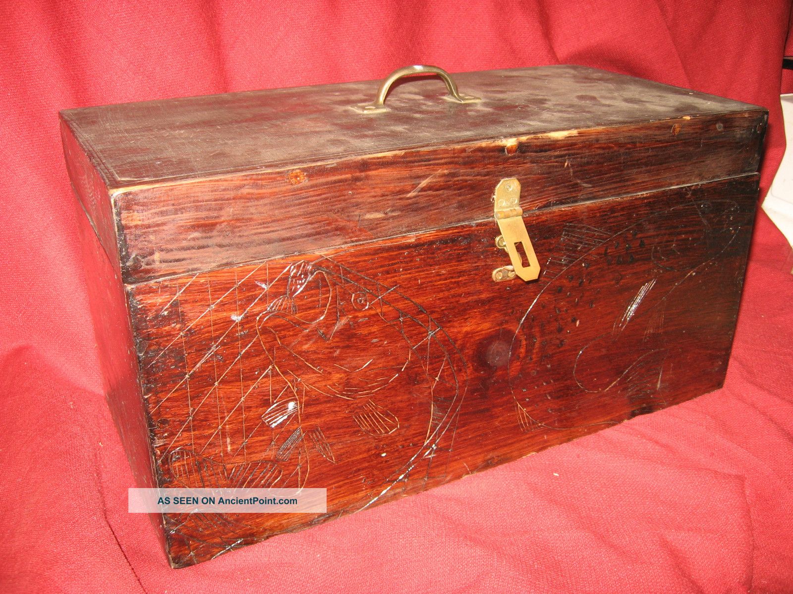 Antique Tool Machinist Wood Fishing Tackle Box Folk Art Handmade Estate Boxes photo