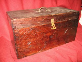 Antique Tool Machinist Wood Fishing Tackle Box Folk Art Handmade Estate photo