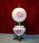 Antique Victorian Hand Painted Oil Lamp Orig Ball Shade & Base Cond Nores Lamps photo 3