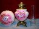 Antique Victorian Hand Painted Oil Lamp Orig Ball Shade & Base Cond Nores Lamps photo 7