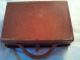 Antique Leather Brief Case Storage Box Lunch Xmas 1920 Boxes photo 1