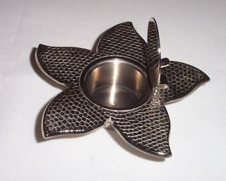 Metal Art Deco Ashtray Flower With Hinged Lid - Can Be Trinket Or Jewelry Box photo