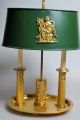 C.  1810 Antique Russian Empire Neoclassical Ormolu Bronze 2 Candles Shade Lamp Metalware photo 3
