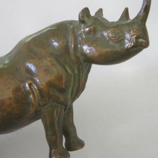 Vintage Rhinoceros Figurine Paperweight Bronzed Brass Nicely Detailed 6 
