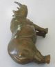 Vintage Rhinoceros Figurine Paperweight Bronzed Brass Nicely Detailed 6 