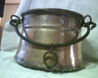 Antique Or Vintage Definitely Handmade Turkish Or Persian Copper Brass Bucket photo
