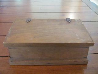 Old Vintage Woodenware Leather Hinged Box W/rope Side Handles photo