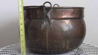 Large Copper Apple Butter Kettle,  Pot,  Cauldron W/handle,  13 