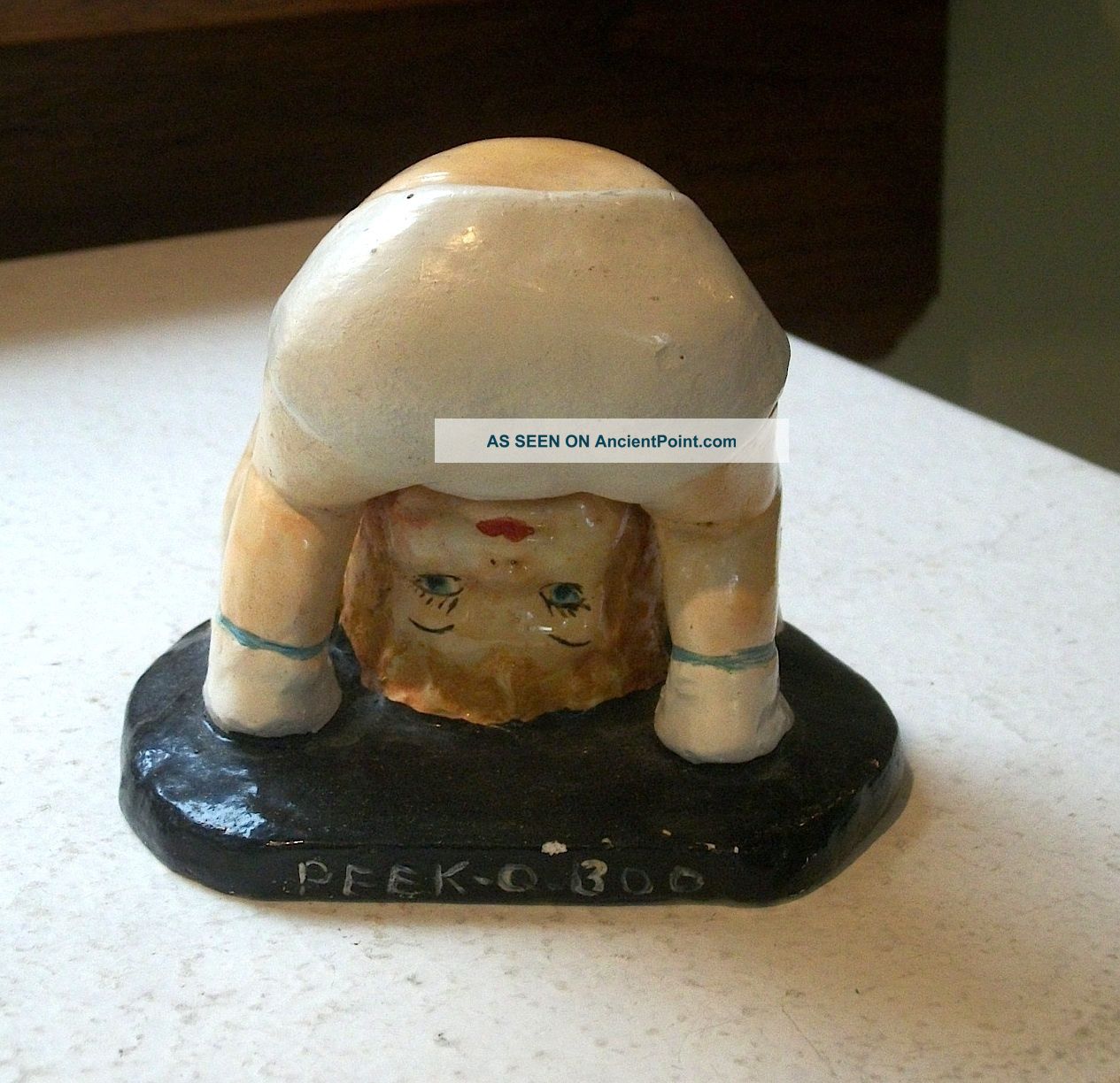 Plaster Chalkware Peek - O - Boo Figurine 1930s Figurines photo