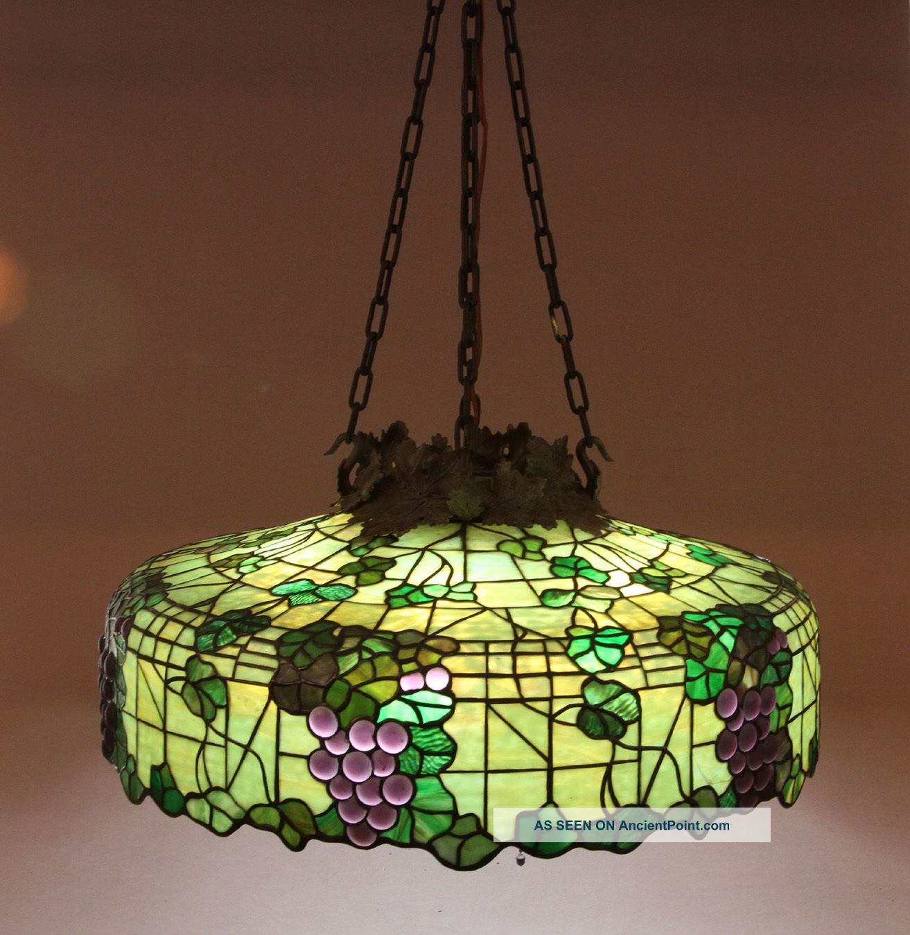 Morgan Jeweled Grape Leaded Glass Lamp Shade Chandelier Lamps photo