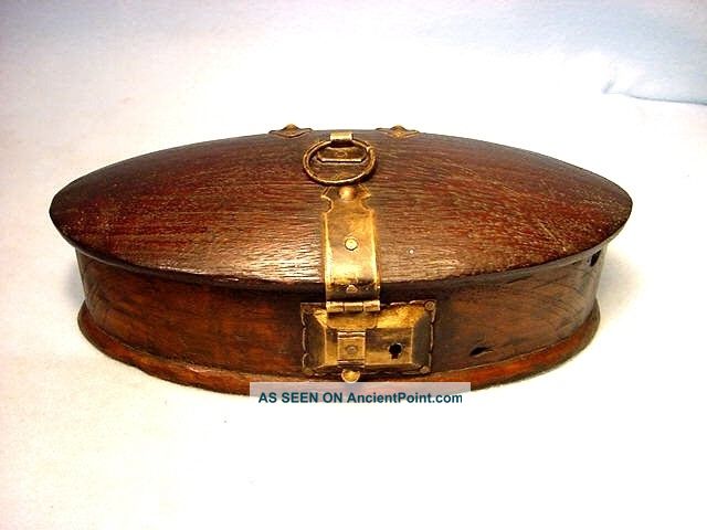 C 1850 Antique Walnut Brass Casket Wood Carved Black Forest Type Trinket Box. . Boxes photo