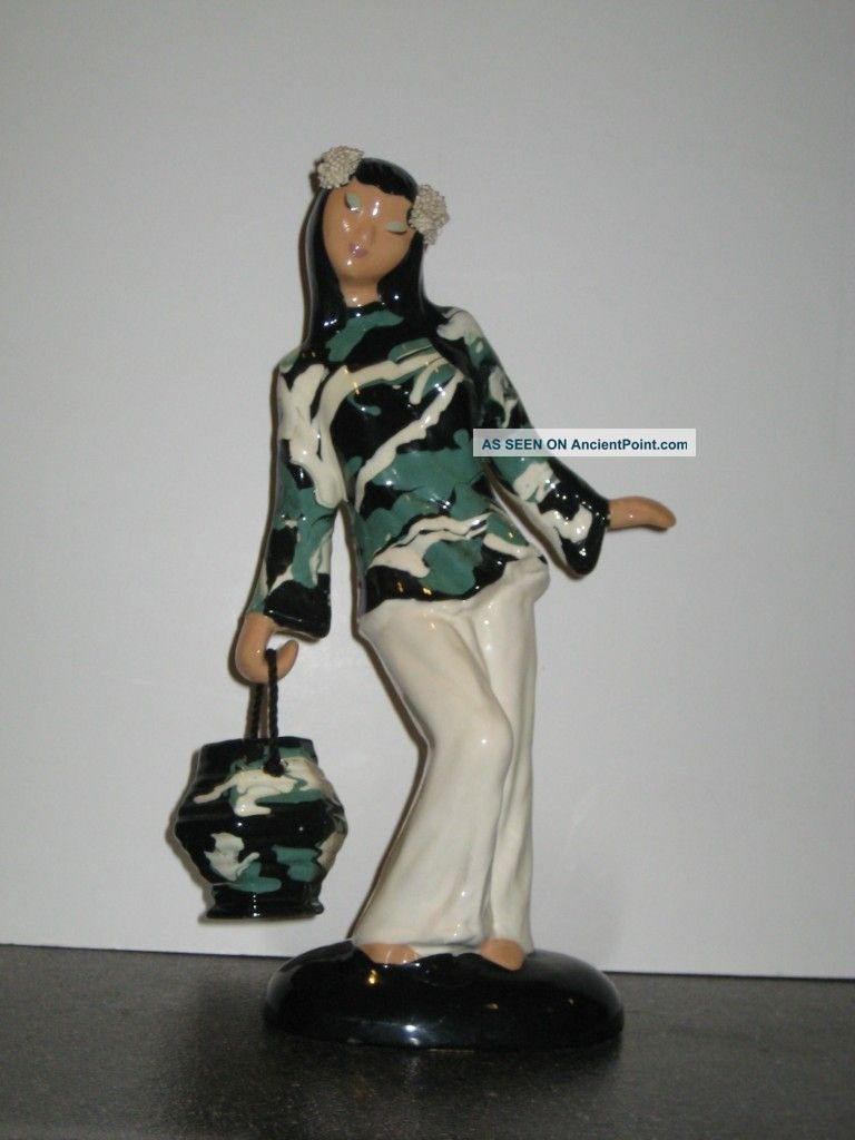 Hedi Schoop 1940 ' S Oriental Girl With Bucket Antique Porcelain Figurine Figurines photo