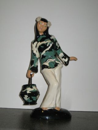 Hedi Schoop 1940 ' S Oriental Girl With Bucket Antique Porcelain Figurine photo