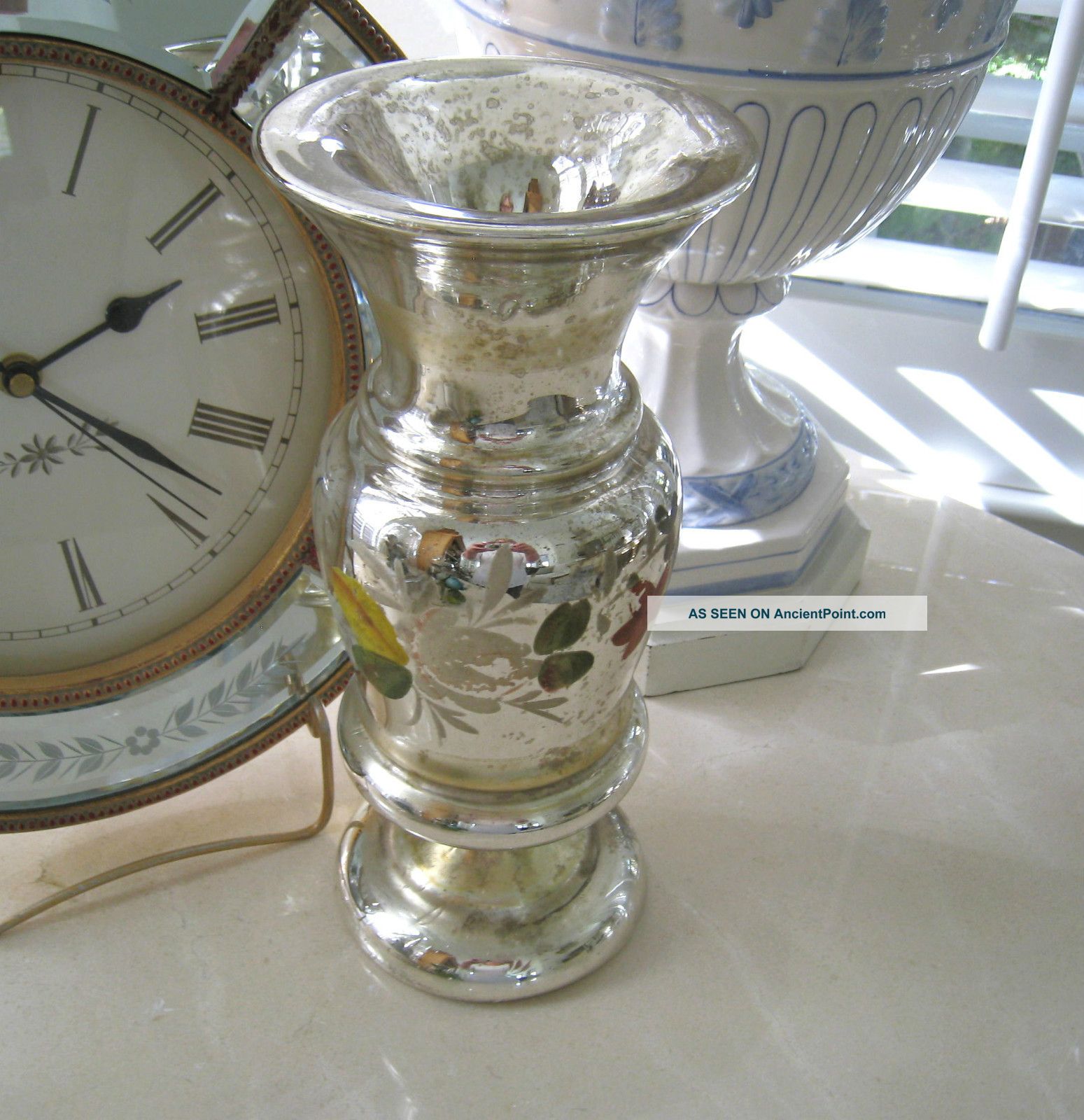 Antique Victorian Mercury Silver Glass Vase Circa: 1900 1940 Vases photo